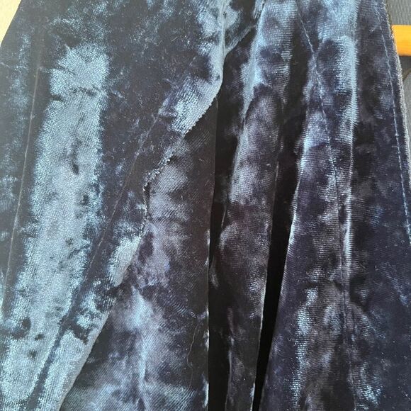 Zara Navy Crushed Velvet Kimono Beaded Peacock Bird Wrap Blouse - Picture 7 of 11